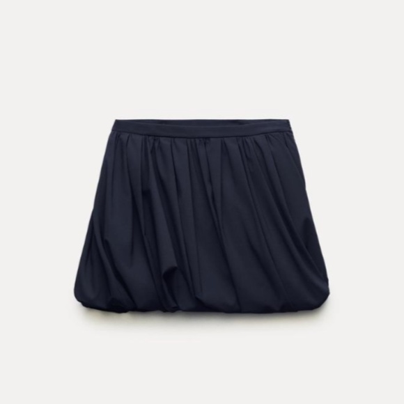 NWT Zara Mini Balloon Skirt, Navy Blue, XS - Picture 2 of 5